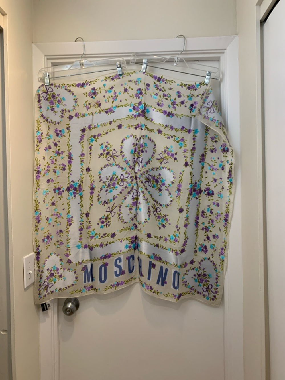 Authentic Moschino Floral scarf with Purple & Teal Accents